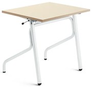 Nastaviteľná školská lavica ADJUST, 700x600 mm, HPL - breza, biela