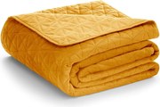 Žltý zamatový prešívaný pléd 170x210 cm Laila – AmeliaHome