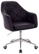 LuxuryForm DESIGN Kreslo ANDORA na striebornej podstave s kolieskami - čierne