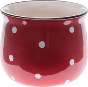 Obal na kvetináč Bodkovaný 9,5 cm, červeno-biely%