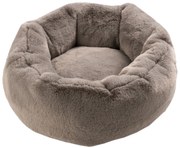 Šedý chlpatý guľatý pelech pre mačičku Rondo - Ø 50 * 19 cm