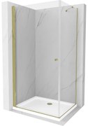 Mexen Pretoria sprchovací kút 80 x 90 cm, priehľadný, zlatý + plochá sprchová vanička-852-080-090-50-00-4010