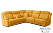 Kožená sedacia súprava CONTINENTAL rohová s funkciou relax, elektrické, žltá (giallo 320)