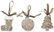 3ks perníková závesná dekorácia Noël - 6*1,5*8cm