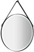 Sapho Sapho, ORBITER guľaté zrkadlo s LED osvetlením, kožený popruh, ø 60cm, čierna mat, ORL060