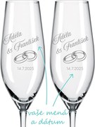 Svadobné poháre na sekt Rings 2 ks