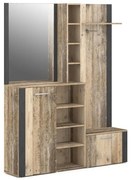 Predsieňová stena so zrkadlom KEVIN hnedá/čierna