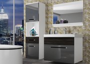 Kúpeľňový nábytok Belini šedý lesk / eben kráľovský + umývadlo + zrkadlo  ROD PM 3/0/W/SHK/0/ZW