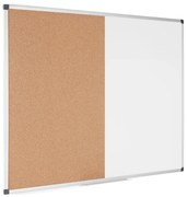 Popisovacia magnetická tabuľa a korková nástenka, kombinovaná, 900 x 600 mm