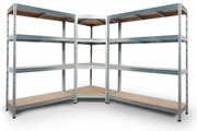 Bezskrutkový kovový regál RIVET CORNER PACK 180x210x240x45 cm, 4x HDF polica, zinok