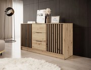 KOMODA LETIZIA S LAMELAMI DUB ARTISAN / ČIERNA 155 cm