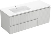 Mexen Rivel, kúpeľňová skrinka 120 cm s ľavým umývadlom Otis, 2S, 1D, drážkovaná, sivá matná/biela matná - 91A23-12047-3-BBFFF62-W18L01