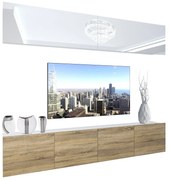 Obývacia stena Belini Premium Full Version biely lesk / dub sonoma + LED osvetlenie Nexum 88