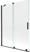 Mexen Velar, 2-krídlová posuvná vaňová zástena 130 x 150 cm, 8mm číre sklo, čierna matná, 896-130-000-01-70