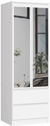 Šatníková skriňa Star so zrkadlom 60 cm biela