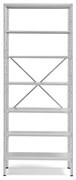 Policový kovový regál POWER, základná sekcia, 2500x1010x400 mm, šedý