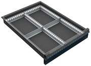 Organizér náradia do zásuvky skríň KOVOS so šírkou 500 mm, 4 priehradky, 60 - 120 mm