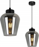 Závesné svietidlo Rijeka, 1x grafitové sklenené tienidlo, b