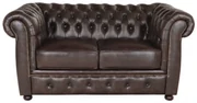 Pohovka dvojmiestna Chesterfield Liverpool z pravej hovädzej kože Brown Brown