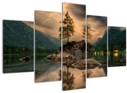 Obraz - jazero v horách (150x105 cm)