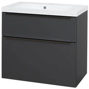 Mereo Mereo, Mailo, kúpeľňová skrinka s umývadlom z liateho mramoru 81 cm, čierne madlo, MER-CN531MB