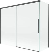 Mexen Rox, 2-krídlová posuvná vaňová zástena 180 + 80 x 150 cm, 8mm číre sklo, brúsený grafit profil, 8C9-180-080-66-00