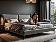 Posteľ Verde 180x200 cm, holubí šedá štruktúrovaná látka%