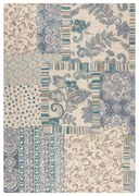 Modrý/béžový ručne tkaný vlnený koberec 120x170 cm Eloise Patchwork – Flair Rugs