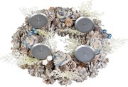 Veniec MagicHome Vianoce, adventný, modro-biely, 30 cm