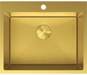 Mexen Solix, 1-komorový nerezový drez 600 x 500 mm, brúsená zlatá, vzor voština, 6408601000-55HC