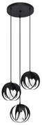 Závesné svietidlo Tulos 3p, 3x čierne kovové tienidlo