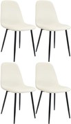 Sada 4 ks jedálenských stoličiek Maryam zamat - krémová