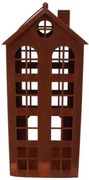 Hrdzavá antik plechová lampáš domček Amster - 19*19*33 cm