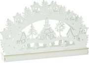 Vianočná LED dekorácia Kostol s domčekmi, 29 x 4,5 x 19 cm, 6 LED, teplá biela