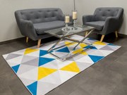 Tutumi Tutumi, moderný koberec 140x200 cm, geometrické tvary, šedá-modrá-žltá, SHG-09021
