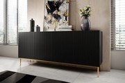 Komoda Nicole 200 cm - čierny mat / zlatá