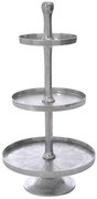 Strieborný 3-poschodový kovový etažér Matty - Ø 50 * 100cm