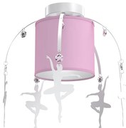 Detské stropné svietidlo Baletnica white, 1x ružové textilné tienidlo, w