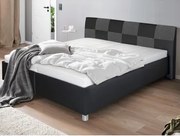 Posteľ Nice 180x200 cm, čierna ekokoža/sivá tkanina, bez matracov%