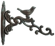 Liatinový držiak na kvetináč Bird, 5x21,5 cm, hnedá