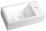 Sapho Sapho, AMAROK liaty mramor umývadlo 40x11x22cm, biele, batéria vpravo, AR500