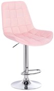 LuxuryForm DESIGN Barová stolička PARIS VELUR na striebornom tanieri - svetlo ružová