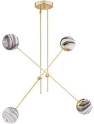 Argon 1840 - Luster na tyči ABSOS 4xE14/7W/230V alabaster zlatá