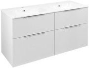 Sapho Sapho, CIRASA umývadlová skrinka s dvojitým umývadlom 121x66x46cm, biela lesk, CR121-3030-21