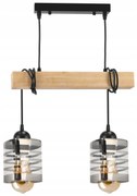 BERGE Závesné stropné svietidlo LED drevený trám 2xE27 Lustrové sklenené pásky