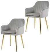LuxuryForm DESIGN Jedálenská stolička AUSTIN VELUR - SET - svetlo šedá