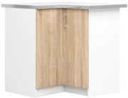 Spodná rohová kuchynská skrinka s doskou LIMA S90/90N biela / dub sonoma