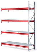 Skladový regál TOUGH, prídavná sekcia, 2500x1800x600 mm, 4 oceľové police