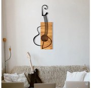 Nástenná dekorácia 39x93 cm gitara drevo/kov