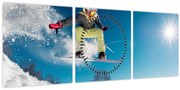 Obraz - Snowboardista (s hodinami) (90x30 cm)